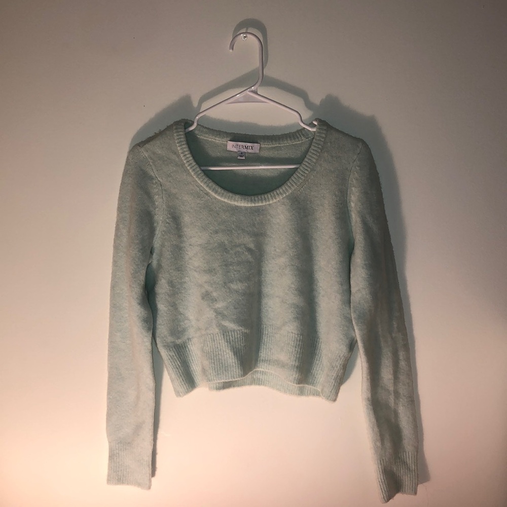 Mint green cropped sweater